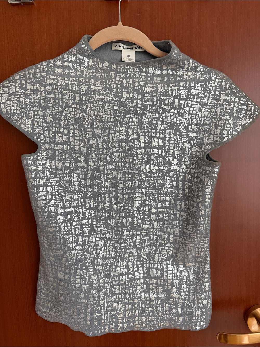 Vivienne Tam metallic Qi Pao Cap-Sleeve Top